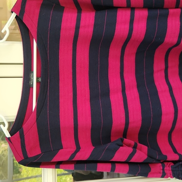 Talbots L top, raspberry/navy stripe - Picture 1 of 10